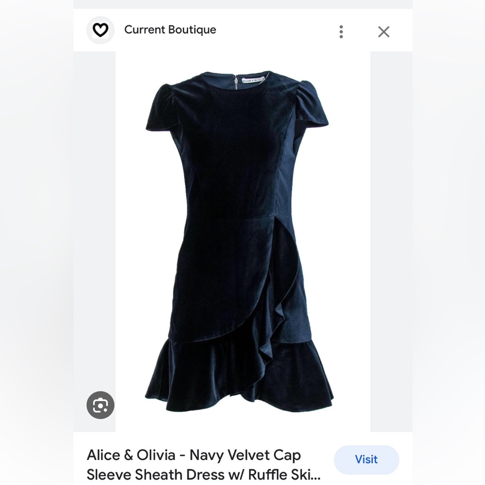 Alice + Olivia Navy Blue Velour dress